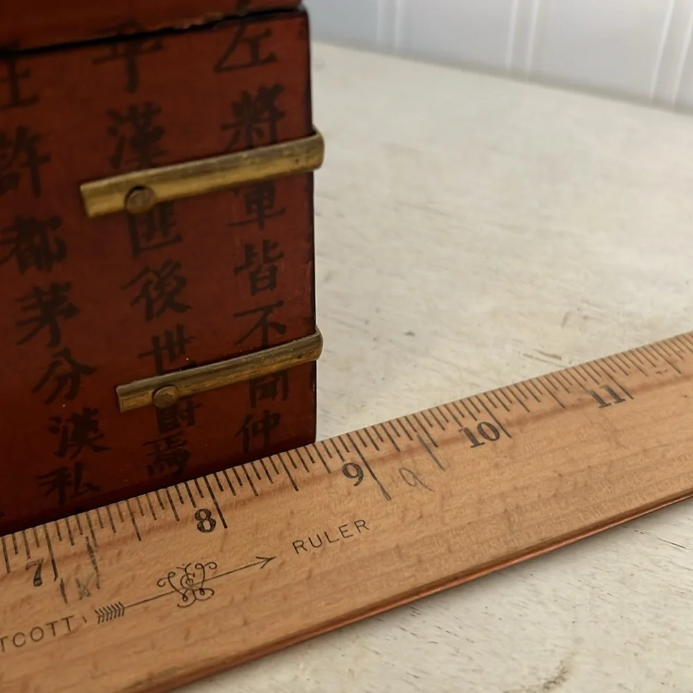 Vintage Chinese ornate jewelry box decorative brass fittings